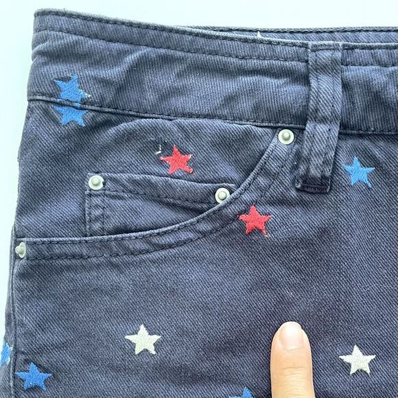 Isabel Marant Etoile Embroidered Stars Denim Shorts Mid Rise Navy Blue - Picture 5 of 12